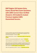   EMT Region VIII System Entry Exam&vert; Brand New Exam Questions with 100&percnt; Correct Clear Verified Answers&vert; All Graded A&plus;&vert;Latest Premium Update&vert;100&percnt;  Guaranteed Success&period;
