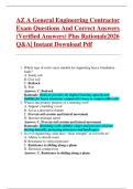 AZ A General Engineering Contractor  Exam Questions And Correct Answers  &lpar;Verified Answers&rpar; Plus Rationale2026  Q&A&vert; Instant Download Pdf 