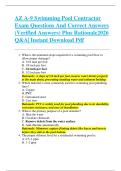 AZ A-9 Swimming Pool Contractor  Exam Questions And Correct Answers  &lpar;Verified Answers&rpar; Plus Rationale2026  Q&A&vert; Instant Download Pdf