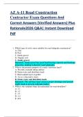 AZ A-11 Road Construction  Contractor Exam Questions And  Correct Answers &lpar;Verified Answers&rpar; Plus  Rationale2026 Q&A&vert; Instant Download  Pdf