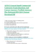 AZ B-2 General Small Commercial  Contractor Exam Questions And  Correct Answers &lpar;Verified Answers&rpar;  Plus Rationale2026 Q&A&vert; Instant  Download Pdf 