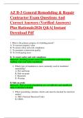 AZ B-3 General Remodeling & Repair  Contractor Exam Questions And  Correct Answers &lpar;Verified Answers&rpar;  Plus Rationale2026 Q&A&vert; Instant  Download Pdf 