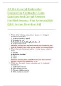 AZ B-4 General Residential  Engineering Contractor Exam  Questions And Correct Answers  &lpar;Verified Answers&rpar; Plus Rationale2026  Q&A&vert; Instant Download Pdf  