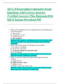 AZ C-4 Excavating Contractor Exam  Questions And Correct Answers  &lpar;Verified Answers&rpar; Plus Rationale2026  Q&A&vert; Instant Download Pdf  