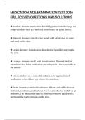 MEDICATION AIDE EXAMINATION TEST 2026 FULL SOLVED QUESTIONS AND SOLUTIONS