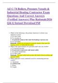 AZ C-74 Boilers&comma; Pressure Vessels &  Industrial Heating Contractor Exam  Questions And Correct Answers  &lpar;Verified Answers&rpar; Plus Rationale2026  Q&A&vert; Instant Download Pdf  