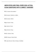 MEDICATION AIDE FINAL PAPER 2026 ACTUAL EXAM QUESTIONS WITH CORRECT ANSWERS