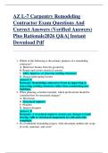AZ L-7 Carpentry Remodeling  Contractor Exam Questions And  Correct Answers &lpar;Verified Answers&rpar;  Plus Rationale2026 Q&A&vert; Instant  Download Pdf 