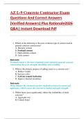 AZ L-9 Concrete Contractor Exam  Questions And Correct Answers  &lpar;Verified Answers&rpar; Plus Rationale2026  Q&A&vert; Instant Download Pdf 