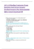 AZ L-12 Roofing Contractor Exam  Questions And Correct Answers  &lpar;Verified Answers&rpar; Plus Rationale2026  Q&A&vert; Instant Download Pdf 