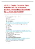 AZ L-14 Fencing Contractor Exam  Questions And Correct Answers  &lpar;Verified Answers&rpar; Plus Rationale2026  Q&A&vert; Instant Download Pdf