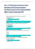 AZ L-17 Plastering Contractor Exam  Questions And Correct Answers  &lpar;Verified Answers&rpar; Plus Rationale2026  Q&A&vert; Instant Download Pdf  