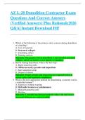 AZ L-20 Demolition Contractor Exam  Questions And Correct Answers  &lpar;Verified Answers&rpar; Plus Rationale2026  Q&A&vert; Instant Download Pdf  