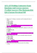 AZ L-25 Welding Contractor Exam  Questions And Correct Answers  &lpar;Verified Answers&rpar; Plus Rationale2026  Q&A&vert; Instant Download Pdf 