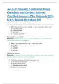 AZ L-27 Masonry Contractor Exam  Questions And Correct Answers  &lpar;Verified Answers&rpar; Plus Rationale2026  Q&A&vert; Instant Download Pdf 