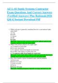 AZ L-41 Septic Systems Contractor  Exam Questions And Correct Answers  &lpar;Verified Answers&rpar; Plus Rationale2026  Q&A&vert; Instant Download Pdf  