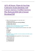 AZ L-42 Sewer&comma; Water & Gas Line  Contractor Exam Questions And  Correct Answers &lpar;Verified Answers&rpar;  Plus Rationale2026 Q&A&vert; Instant  Download Pdf 