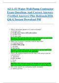 AZ L-53 Water Well Pump Contractor  Exam Questions And Correct Answers  &lpar;Verified Answers&rpar; Plus Rationale2026  Q&A&vert; Instant Download Pdf  