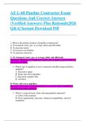 AZ L-68 Pipeline Contractor Exam  Questions And Correct Answers  &lpar;Verified Answers&rpar; Plus Rationale2026  Q&A&vert; Instant Download Pdf  