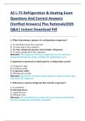 AZ L-75 Refrigeration & Heating Exam  Questions And Correct Answers  &lpar;Verified Answers&rpar; Plus Rationale2026  Q&A&vert; Instant Download Pdf  