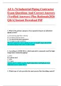 AZ L-76 Industrial Piping Contractor  Exam Questions And Correct Answers  &lpar;Verified Answers&rpar; Plus Rationale2026  Q&A&vert; Instant Download Pdf 