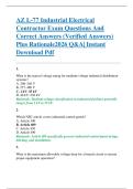 AZ L-77 Industrial Electrical  Contractor Exam Questions And  Correct Answers &lpar;Verified Answers&rpar;  Plus Rationale2026 Q&A&vert; Instant  Download Pdf 