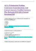 AZ L-78 Industrial Welding   Contractor Exam Questions And   Correct Answers &lpar;Verified Answers&rpar;   Plus Rationale2026 Q&A&vert; Instant  Download Pdf 