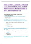 AZ L-84 Water Treatment Contractor  Exam Questions And Correct Answers  &lpar;Verified Answers&rpar; Plus Rationale2026  Q&A&vert; Instant Download Pdf 