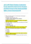 AZ L-89 Water Feature Contractor  Exam Questions And Correct Answers  &lpar;Verified Answers&rpar; Plus Rationale2026  Q&A&vert; Instant Download Pdf 