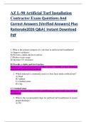AZ L-90 Artificial Turf Installation  Contractor Exam Questions And  Correct Answers &lpar;Verified Answers&rpar; Plus  Rationale2026 Q&A&vert; Instant Download  Pdf 
