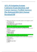 AZ L-91 Irrigation Systems  Contractor Exam Questions And  Correct Answers &lpar;Verified Answers&rpar;  Plus Rationale2026 Q&A&vert; Instant  Download Pdf  