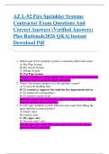 AZ L-92 Fire Sprinkler Systems  Contractor Exam Questions And  Correct Answers &lpar;Verified Answers&rpar;  Plus Rationale2026 Q&A&vert; Instant  Download Pdf