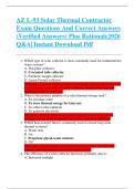 AZ L-93 Solar Thermal Contractor  Exam Questions And Correct Answers  &lpar;Verified Answers&rpar; Plus Rationale2026  Q&A&vert; Instant Download Pdf  