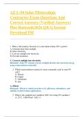 AZ L-94 Solar Photovoltaic  Contractor Exam Questions And  Correct Answers &lpar;Verified Answers&rpar;  Plus Rationale2026 Q&A&vert; Instant  Download Pdf  