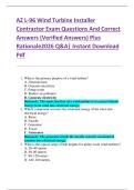 AZ L-96 Wind Turbine Installer  Contractor Exam Questions And Correct  Answers &lpar;Verified Answers&rpar; Plus  Rationale2026 Q&A&vert; Instant Download  Pdf 