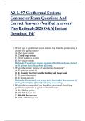 AZ L-97 Geothermal Systems  Contractor Exam Questions And  Correct Answers &lpar;Verified Answers&rpar;  Plus Rationale2026 Q&A&vert; Instant  Download Pdf 