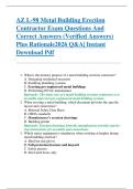 AZ L-98 Metal Building Erection  Contractor Exam Questions And  Correct Answers &lpar;Verified Answers&rpar;  Plus Rationale2026 Q&A&vert; Instant  Download Pdf 