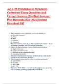 AZ L-99 Prefabricated Structures  Contractor Exam Questions And  Correct Answers &lpar;Verified Answers&rpar;  Plus Rationale2026 Q&A&vert; Instant  Download Pdf 