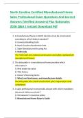 North Carolina Certified Manufactured Home  Sales Professional Exam Questions And Correct  Answers &lpar;Verified Answers&rpar; Plus Rationales  2026 Q&A &vert; Instant Download Pdf