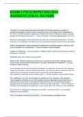 EXAM 1 PSYCHOPATHOLOGY ANSWERS &lpar;FINAL REVIEW&rpar; VERIFIED &vert; LATEST UPDATE