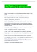 INTRO TO PSYCHOPATHOLOGY EXAM 1 QUESTIONS AND ANSWERS