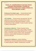 TEXAS LPC JURISPRUDENCE EXAM 2026 &lpar;TEXAS  LICENSED PROFESSIONAL COUNSELOR  JURISPRUDENCE EXAM STUDY CARDS&rpar; GRADED TO  PASS&excl;&excl;&vert;&vert;NEWEST EXAM&excl;&excl;&excl; 
