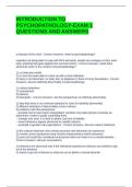 INTRODUCTION TO PSYCHOPATHOLOGY-EXAM 1 QUESTIONS AND ANSWERS