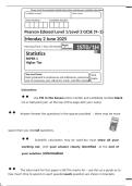 Pearson Edexcel GCSE Statistics Paper 1 &lpar;High Tier&rpar;  2025 Exam Paper &plus; Mark Scheme