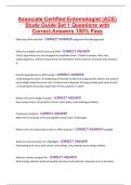 Associate Certified Entomologist &lpar;ACE&rpar; Study Guide Set 1 Questions with Correct Answers 100- Pass