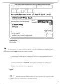 Pearson Edexcel GCSE Chemistry Paper 1 &lpar;High Tier&rpar;  2025 Exam Paper &plus; Mark Scheme