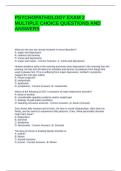 PSYCHOPATHOLOGY EXAM 2 MULTIPLE CHOICE QUESTIONS AND ANSWERS