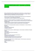 PSYCHOPATHOLOGY EXAM 3 &lpar;FINAL EXAM&rpar; QUESTIONS WITH CORRECT ANSWERS 