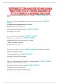 AUTOMATIC TRANSMISSIONS MICHIGAN  MECHANIC STUDY GUIDE QUESTIONS  WITH CORRECT ANSWERS 2025-2026