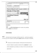Pearson Edexcel GCSE Combined Science Paper 2 &lpar;High Tier&rpar;  2025 Exam Paper &plus; Mark Scheme
